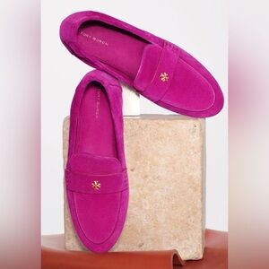 Tory Burch Fuchsia Suede Loafers